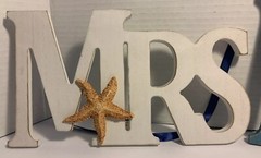 Mr. and Mrs. Hanging Wooden Signs, With Star Fish, Wedding Chair, Wall Decor.