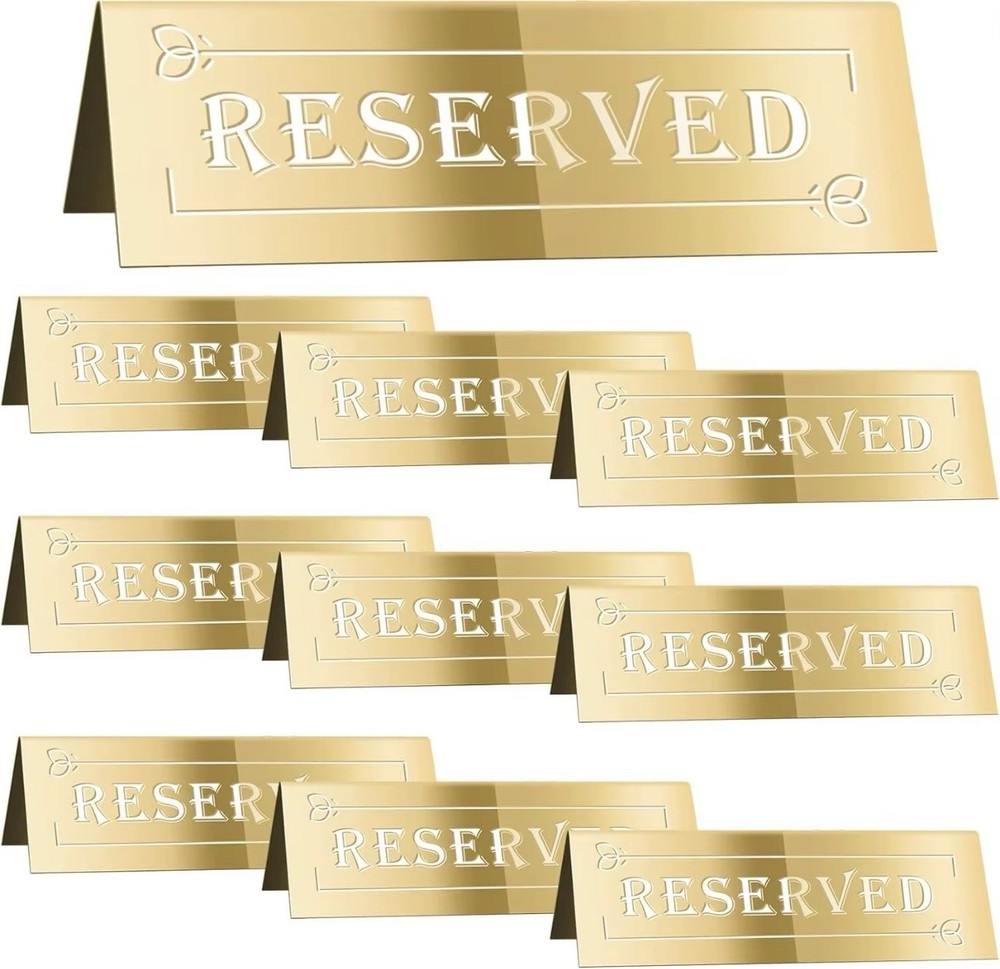 Reserved Table Sign For Weddings, Restaurants, Events – Gold Acrylic Sign 20pc