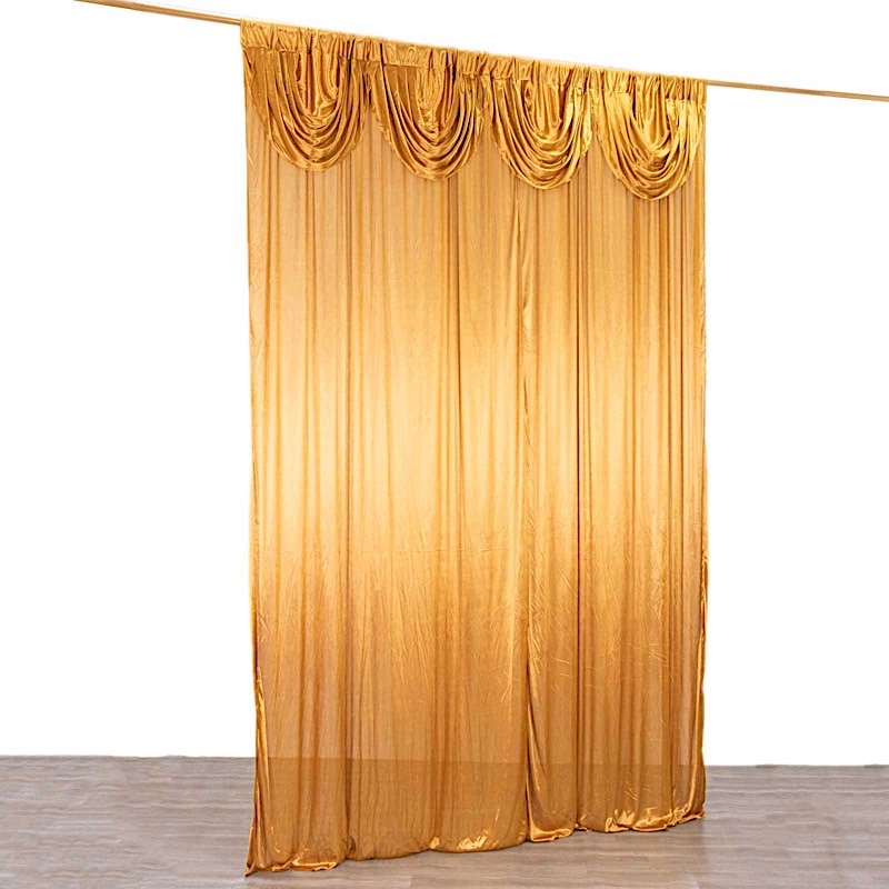 10×10 ft GOLD Double Drape Satin CURTAIN Photography Backdrop Panel Party