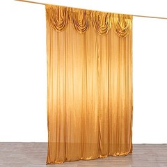 10×10 ft GOLD Double Drape Satin CURTAIN Photography Backdrop Panel Party