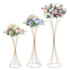 Set of 3 Modern Roadside Flower Stand Table Prop Flower Vessel Flower Stand Gold