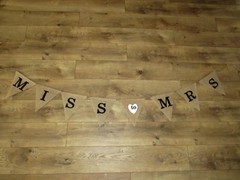MISS TO MRS Natural Burlap Bunting Banner Wedding Bridal Shower Party Decoration