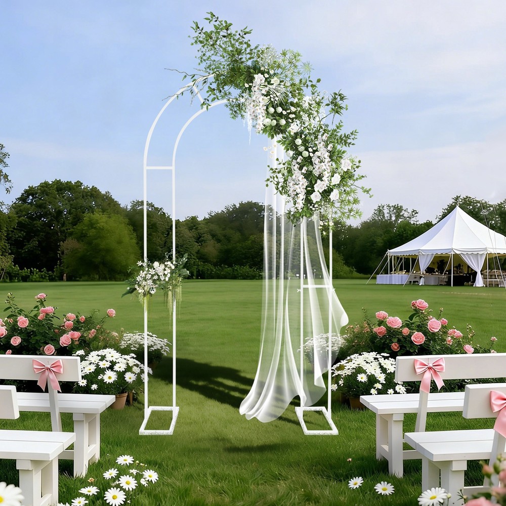 White Open Arch Backdrop Stand,120*40*220cm U Shaped Wedding Arches,Metal Stand