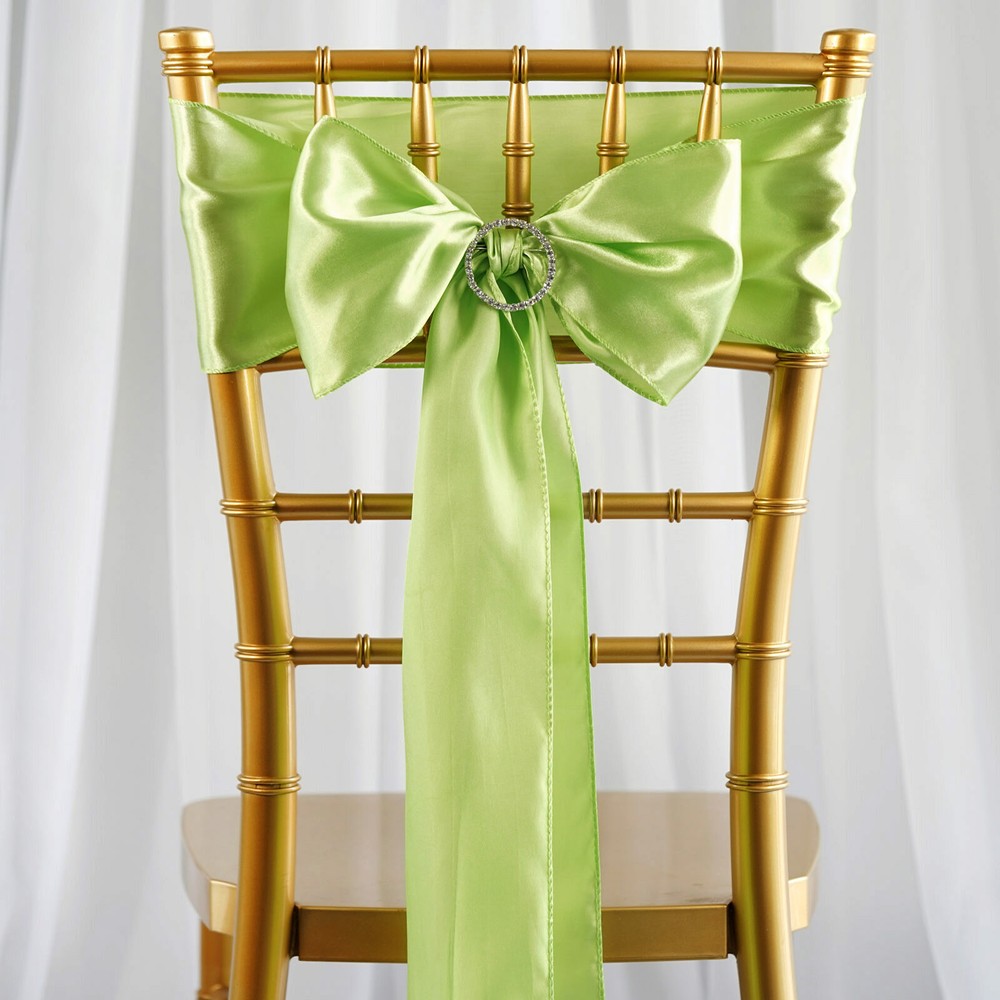 10 Apple Green Satin CHAIR SASHES Ties Bows Wedding Ceremony Party Decorations
