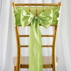 10 Apple Green Satin CHAIR SASHES Ties Bows Wedding Ceremony Party Decorations