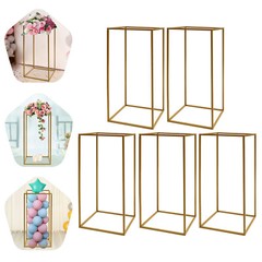 5pcs Gold Wedding Flower Stand Column for Table, Home Party Wedding Stage Decor