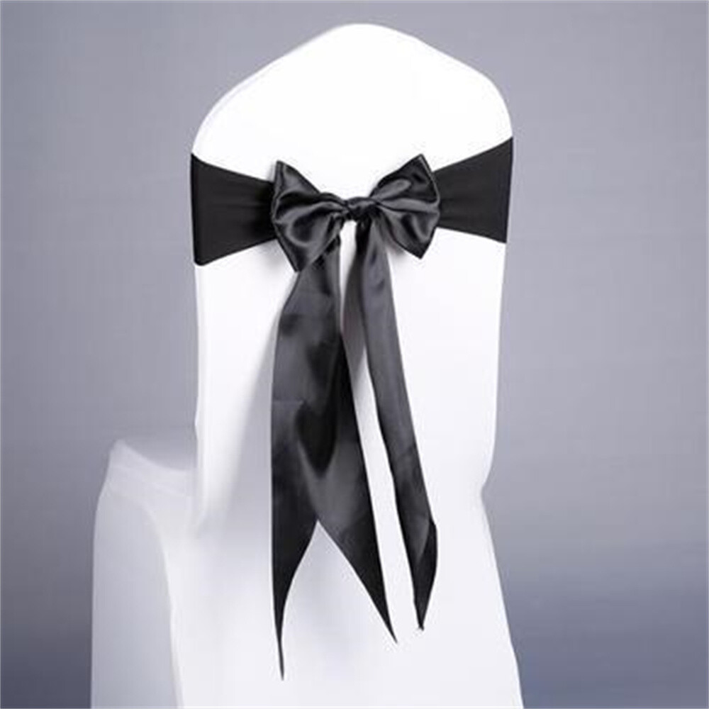 10/25/50 Spandex Elastic Big Satin Bow Chair Sashes Cover Wedding Banquet Decor