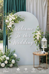 Deluxe Wedding Arch Flowers with Drapes Kit Pack of 4, 2Pcs White Green Mint Lea