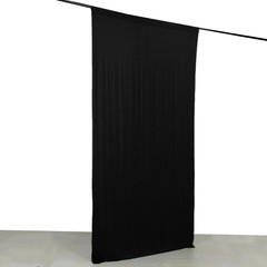 5 ft x 10 ft BLACK 4-Way Stretch Spandex Divider Backdrop Curtain Party Wedding