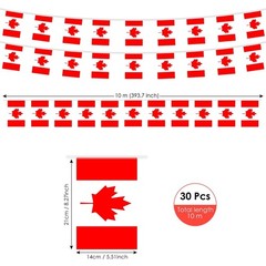 AhfuLife 33 Ft Canada Small Flags Banner for World Cup Decoration 2026, 30 Pc…