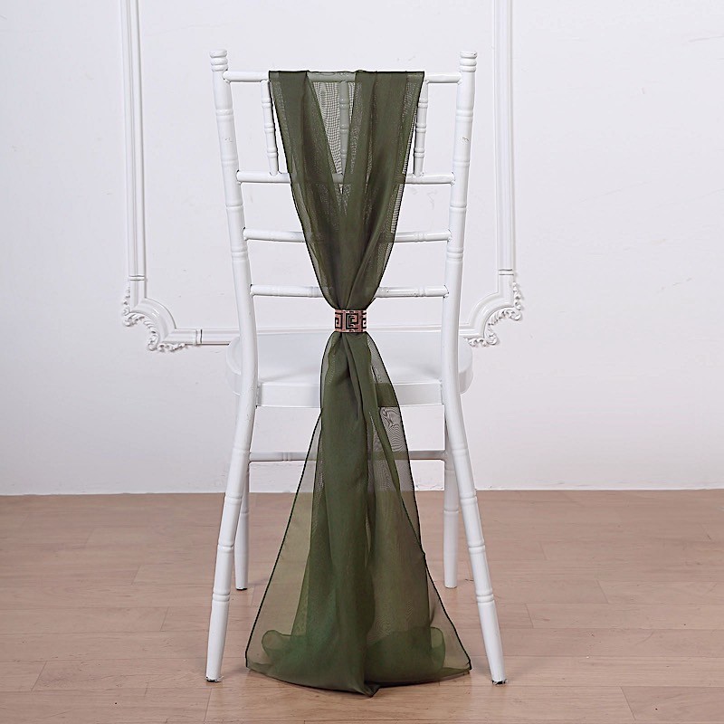 10 Olive Green Premium Chiffon Wide CHAIR SASHES Wedding Reception Decorations