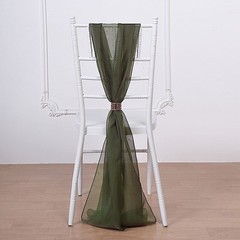 10 Olive Green Premium Chiffon Wide CHAIR SASHES Wedding Reception Decorations