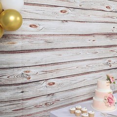 8 ft x 8 ft White Printed Vinyl Photo Backdrop Wood Design Party Banner Events