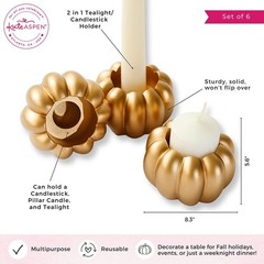 Gold Pumpkin Tealight/Candlestick Holder Wedding Reception Decor Favors 6