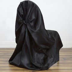 10 Black Satin UNIVERSAL CHAIR COVERS Party Wedding Brunch Slipcover Decorations