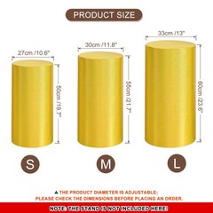 Set of 3 Cylinder Stand Covers, Bright Yellow, Laser Reflective Fabric-Small