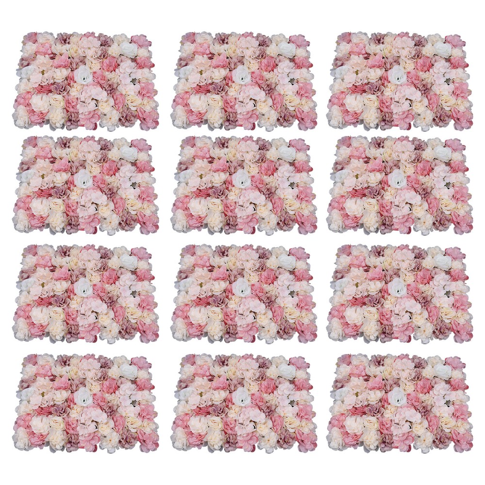 12Pcs Artificial Silk Fabric Flower Wall Panel Banquet Wedding Party Decor