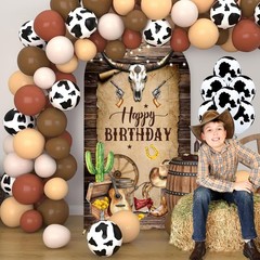 Western Cowboy Arch Backdrop Cover 6FT Wild West Rustic Wooden House Party
