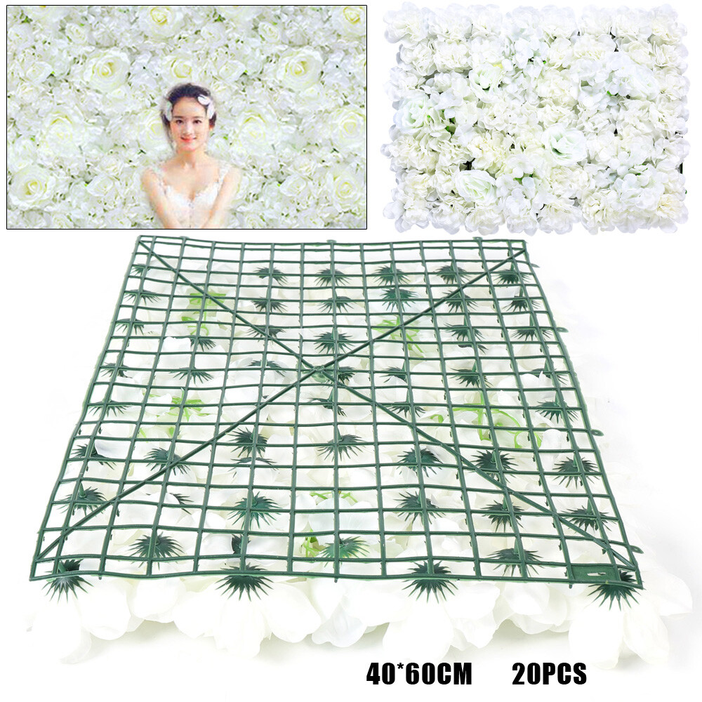 Durable Flower Wall with Milky White Simulated Flowers, Waterproof,
