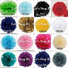 15pcs Mixed Size 4″ 8″ 12″ Tissue Paper Pom-Poms Flower Wedding Party Home Decor