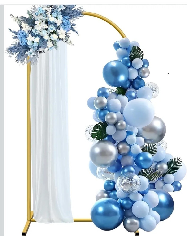 Gold Metal Arch Balloon Party Backdrop Stand, Wedding, 4ft x 7.2 ft