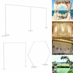 6/10/20 ft Adjustable Wedding Backdrop Stand Background Curtain Pipe Stage White