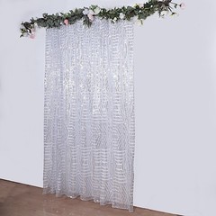 8ft x 8ft SILVER Geometric Sequin Photo Backdrop CURTAIN Drape Panel Party