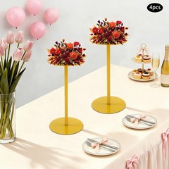 4Pcs Wedding Flower Stands Gold Tabletop Metal Flower Stand for Wedding,Party
