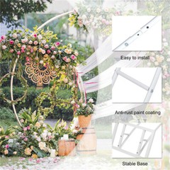 Round Wedding Arch Metal Hoop Garden Arbor for Floral Balloon Garland In/Outdoor