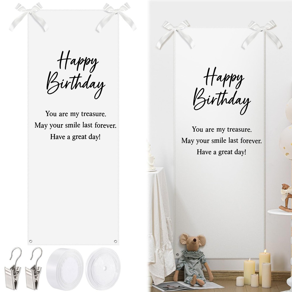 Yousoontic Linen Rustic Wedding Welcome Banner Plain Ceremony Banner with Sat…