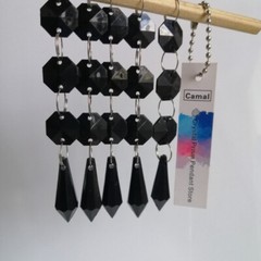 100Pcs Black Acrylic Crystal Garland Hanging Beads Curtain Wedding Party DIY