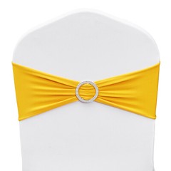 VEVOR 100PCS Gold Stretch Spandex Chair Sashes Elastic Band Wedding Party Dining