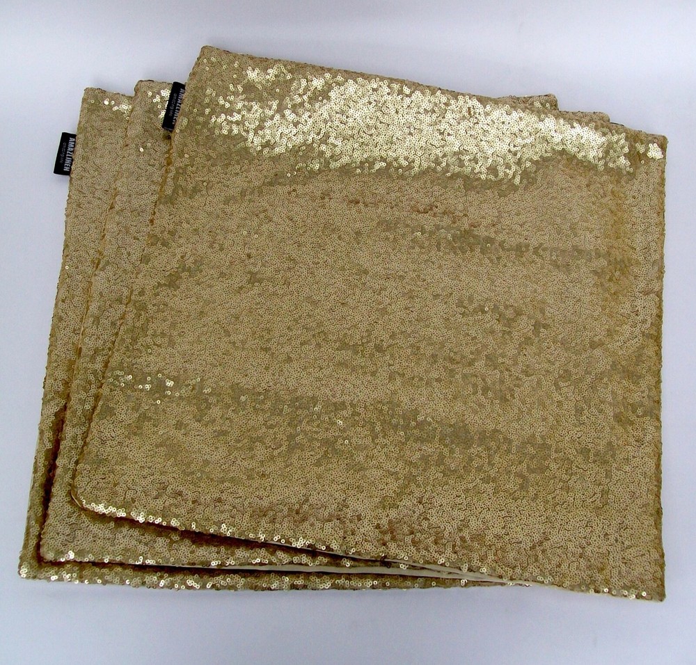 Sequin gold PILLOW COVERS 18″ x 18″ Square Cushion (3 Pieces)