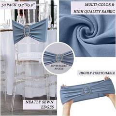 Dusty Blue Chair Sashes Pack of 50 Spandex Bands Wedding Banquet Party New