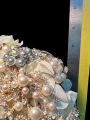 Handmade Bridal Brooch Bouquet Champagne Ivory Pearls Rhinestone Wedding