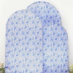 3 Chinoiserie Floral Satin Round Top Arch Backdrop Stand Covers Set Party Events