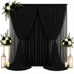 115″ x 120″ Black Chiffon Curtains Drapes Panel for Event Decor Backdrop Draping