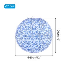 12 Inch Paper Lanterns, 12Pcs Hanging Decorative Lantern Blue White