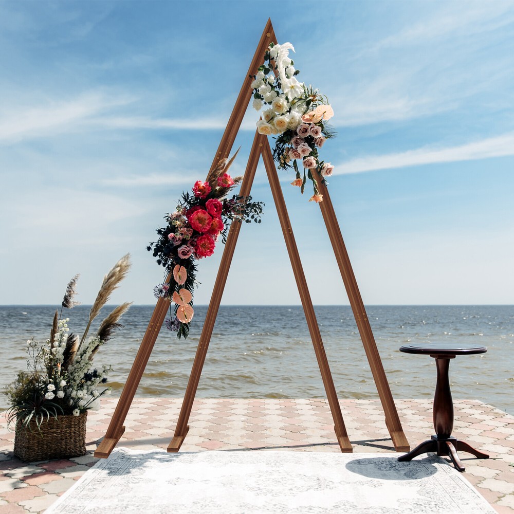 2 Pack Rustic Wedding Arch Triangle Arbor Backdrop Party Stand 8.2ft 9.8ft Wood