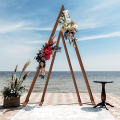 2 Pack Rustic Wedding Arch Triangle Arbor Backdrop Party Stand 8.2ft 9.8ft Wood