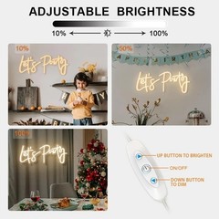 Custom Let’s Neon Signs Large sign with Dimmer for Bachelorette Engagement Fi…