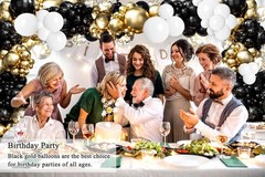 182pcs Black and Gold Balloons Garland Arch Kit, 5 10 12 18 inch Black White …