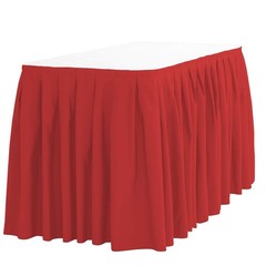 LTC LINENS Red Table Skirt for 4 Feet Rectangular or 48 Inch Round Table-14 f…