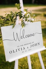 Custom Wedding Welcome Sign simple white background Outdoor Indoor Sign For Gift