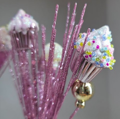 Pink Glitter Christmas Tree Picks Ice Cream Bars & Ornaments Alligator Clips