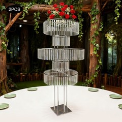 Elegant Wedding Crystal Flower/Cake Pedestal Stands, 61″ (2-Pack) – Party Decor