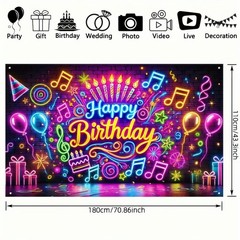 Neon Happy Birthday Banner Glow In The Dark Happy Birthday Banner Glow In The…