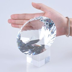 LS Big 120mm Clear Crystal Diamond Paperweight Unique Wedding Gifts Free Stand