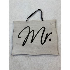 Hobby Lobby Mr and Mrs Wedding Chair Signs Gray Wood Grain Farmhouse Decor Set 2