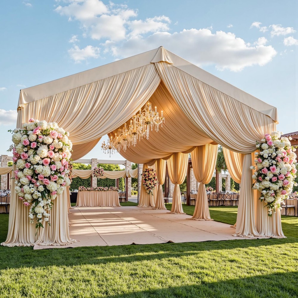 Party Village 20ftx40ft Champagne Khaki 60″W x 480″L (Pack of 4),